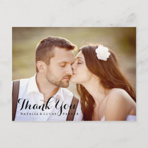 Elegant Scripted Wedding Danke Postcard Postkarte