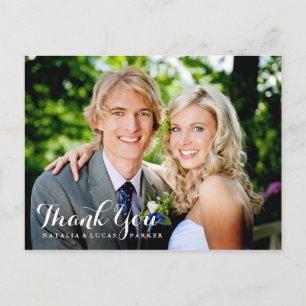 Elegant Scripted Wedding Danke Postcard Postkarte