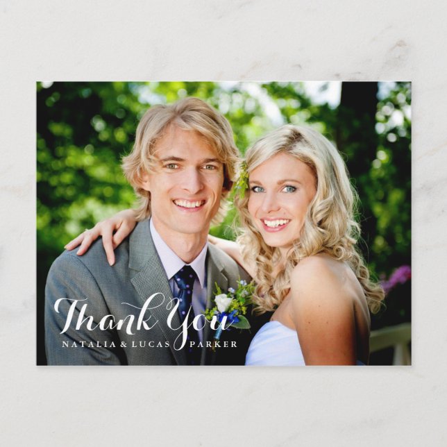 Elegant Scripted Wedding Vielen Dank Postcard Postkarte (Vorderseite)
