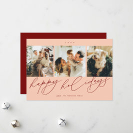 Elegant Scripting Happiest Holidays 3 Family Foto Feiertagskarte