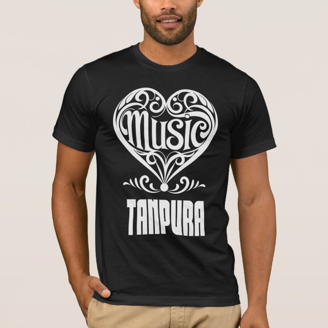 Elegant Scrolled Heart for Tanpura Lovers T-Shirt (Vorderseite)
