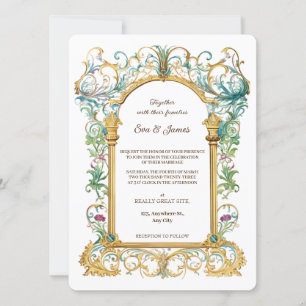 Elegant Scrollwork Floral Regal Botanical Wedding Einladung