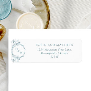 Elegant Sea Glass Monogram Wedding Return Address