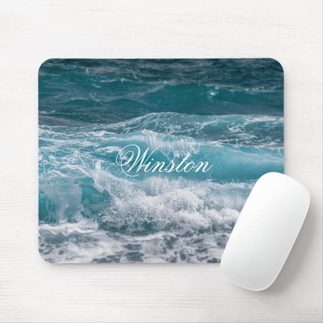 Elegant Sea Wave Pattern Personalized Mouse Pad Mousepad (Mit Mouse)