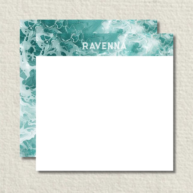 Elegant Seafoam Silver Stripe Custom Name Wedding Mitteilungskarte (Von Creator hochgeladen)