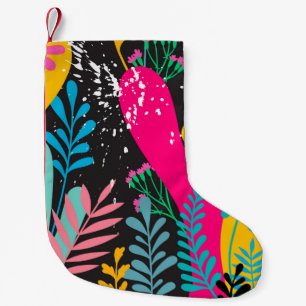 elegant seamless pattern with abstract leaves and kleiner weihnachtsstrumpf
