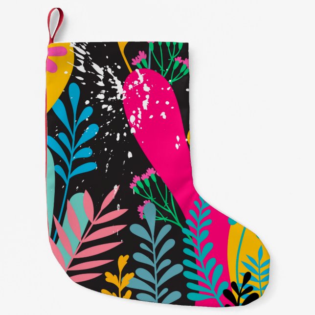 elegant seamless pattern with abstract leaves and kleiner weihnachtsstrumpf (Vorderseite)