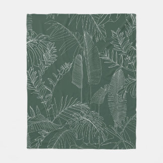 Elegant seamless pattern with green hand drawn lin fleecedecke