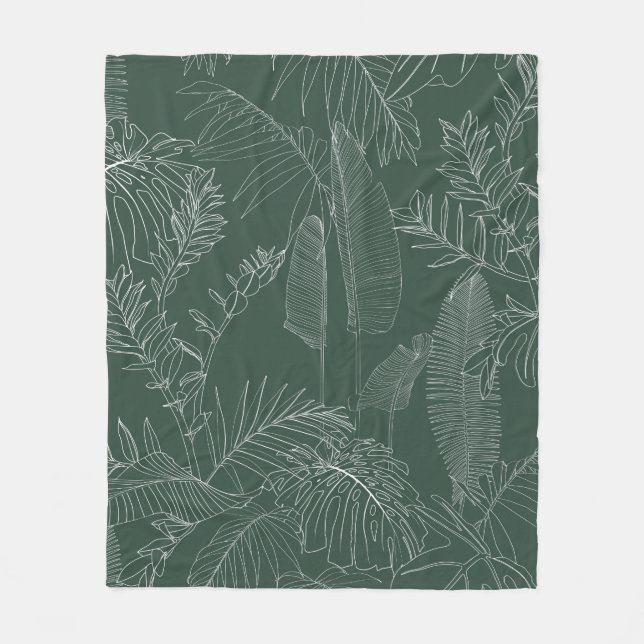 Elegant seamless pattern with green hand drawn lin fleecedecke (Vorderseite)