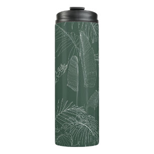Elegant seamless pattern with green hand drawn lin thermosbecher