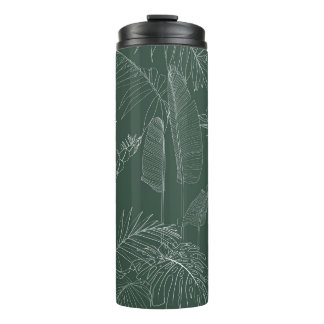 Elegant seamless pattern with green hand drawn lin thermosbecher