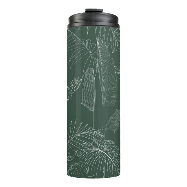Elegant seamless pattern with green hand drawn lin thermosbecher (Vorderseite)