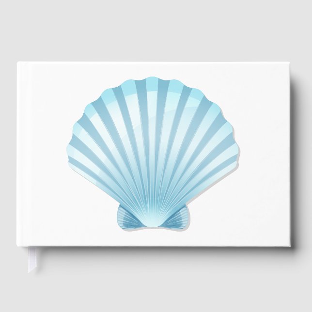 Elegant Seashell Blue Nautical Beach Wedding Gästebuch (Vorderseite)