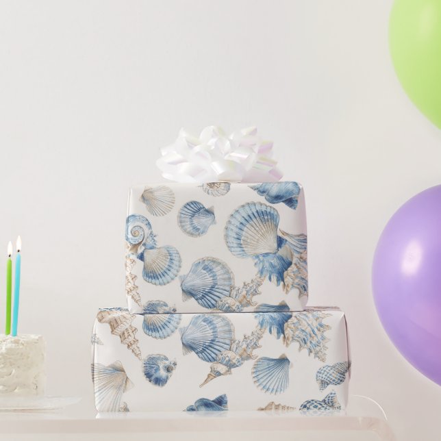 Elegant Seashell Border  Geschenkpapier (Partygeschenke)