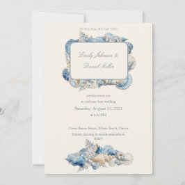 Elegant Seashell Border Wedding Einladung
