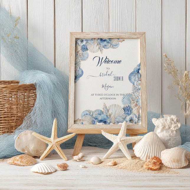 Elegant Seashell Border Wedding welcome Poster (Von Creator hochgeladen)