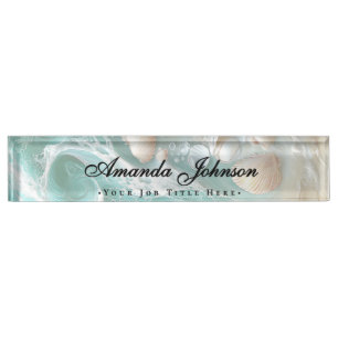 Elegant Seashells Beach Script Namensplakette
