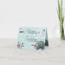 Elegant Seashells Beach Wedding Stationery Einladung