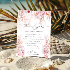 Elegant Seashells Corals Wedding Dankeskarte