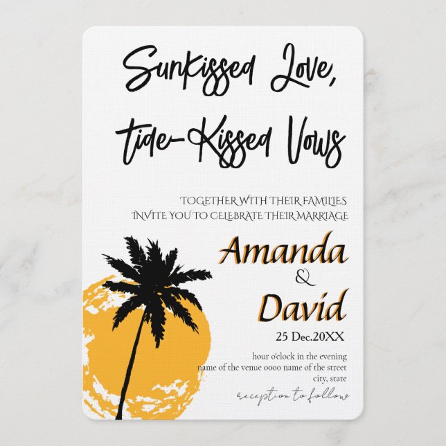 Elegant Seaside Beach Wedding Invitation Einladung (Vorderseite)