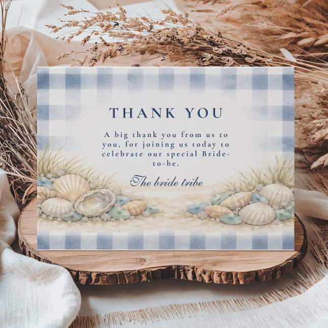 Elegant Seaside Shell Bridal Shower Dankeskarte (Von Creator hochgeladen)
