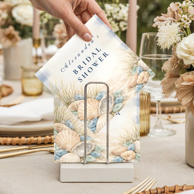 Elegant Seaside Shell Bridal Shower Serviette (Von Creator hochgeladen)