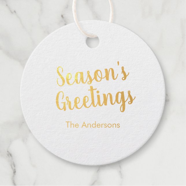 Elegant Season's Grußskript Geschenkanhänger (Vorderseite)
