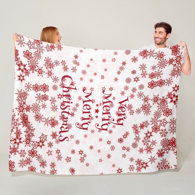 Elegant Sehr frohe Weihnachten Rote Schneeflocken Fleecedecke (Beispiel)