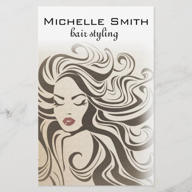 Elegant Sepia Chic Wavy Frisur Extensions Flyer (Vorne)