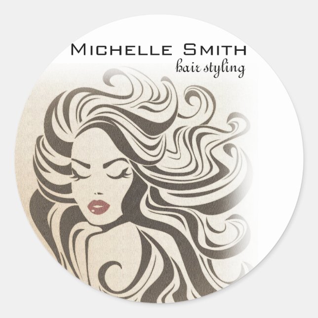 Elegant Sepia Chic Wavy Frisur Extensions Runder Aufkleber (Vorderseite)