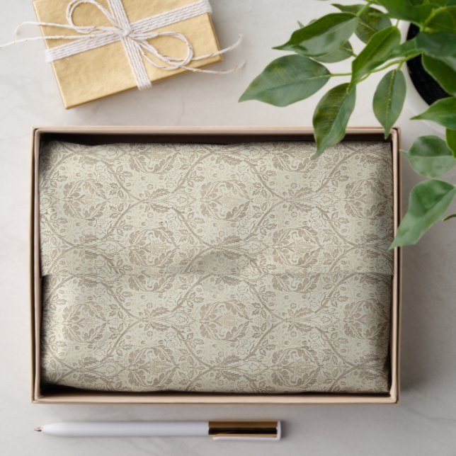 Elegant Sepia Tan Floral Pattern Seidenpapier (Geschenk)