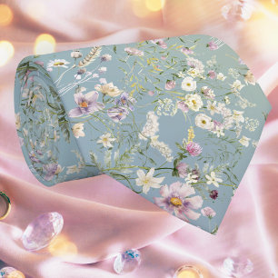 Elegant Serene Blue Floral Necktie Krawatte