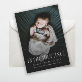 Elegant Serif Introducing Baby Foto Birth Ankündigung