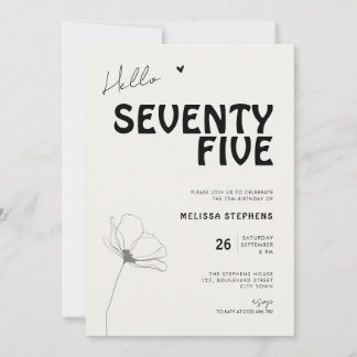 Elegant Seventy Five Bold Typography 75th Birthday Einladung