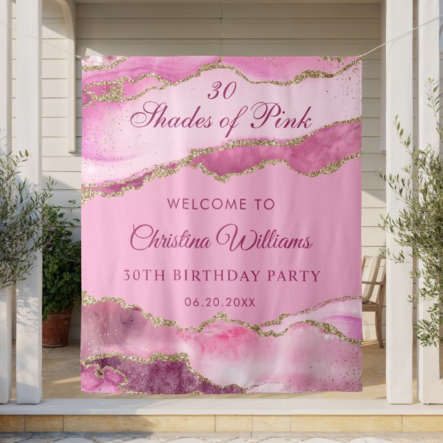 Elegant Shades of Pink Birthday Party Backdrop Wandteppich (Elegant Shades of pink Birthday Party Backdrop)