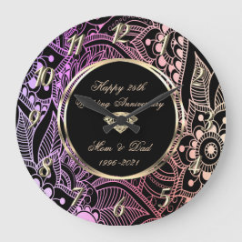 Elegant Shadow 25th Wedding Anniversary Große Wanduhr