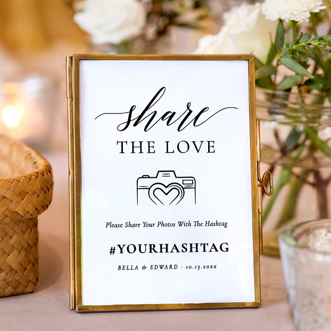 Elegant Share The Liebe Wedding Hashtag Sign Poster (Von Creator hochgeladen)