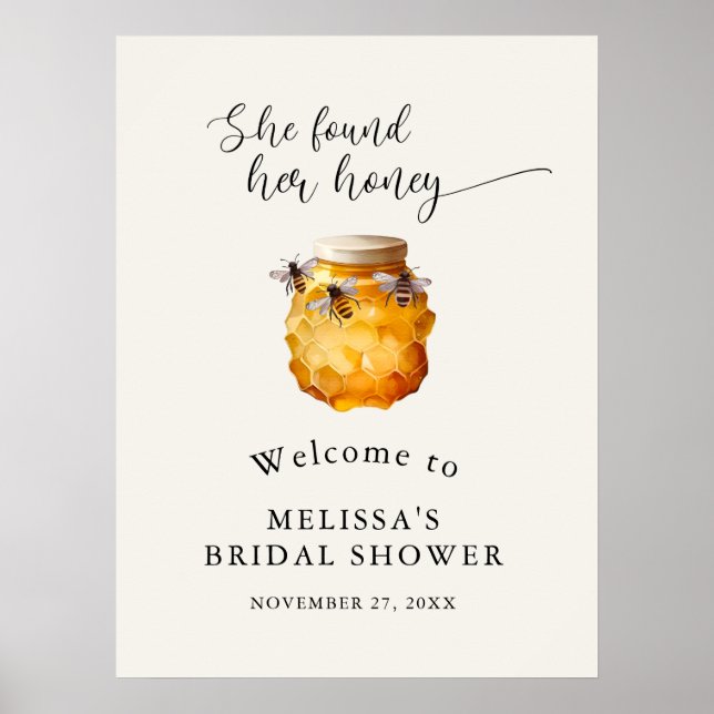Elegant She fand ihr Honey Brautparty Welcome Poster (Vorne)
