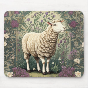 Elegant Sheep Lavendel Blumenhintergrund Mousepad