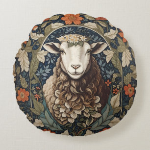 Elegant Sheep William Morris Floral Rundes Kissen