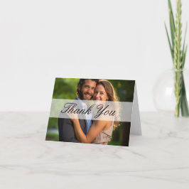 Elegant Sheer Overlay Foto Wedding Dankeskarte