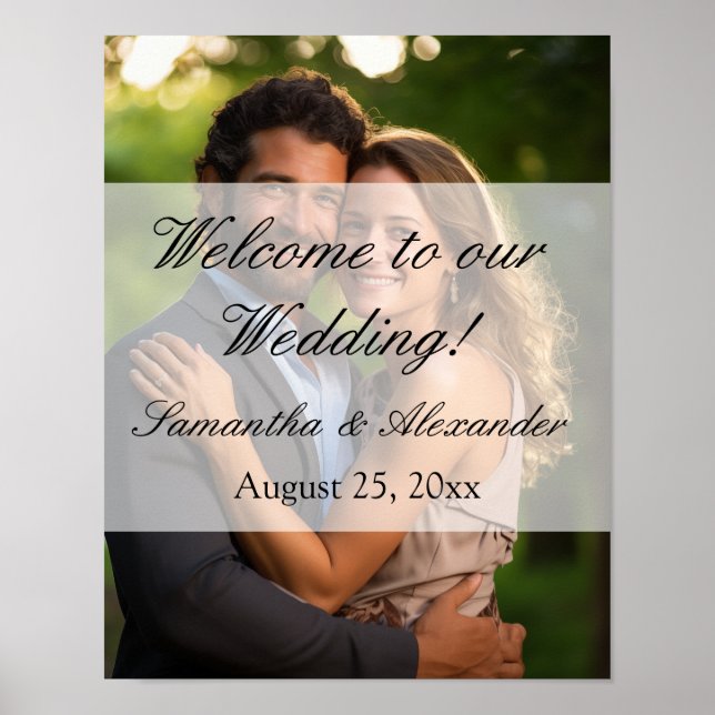 Elegant Sheer Overlay Foto Wedding Poster (Vorne)