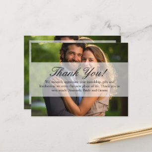 Elegant Sheer Overlay Foto Wedding Postkarte