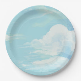 Elegant She's on Cloud 9 Blue Sky Brautparty Pappteller