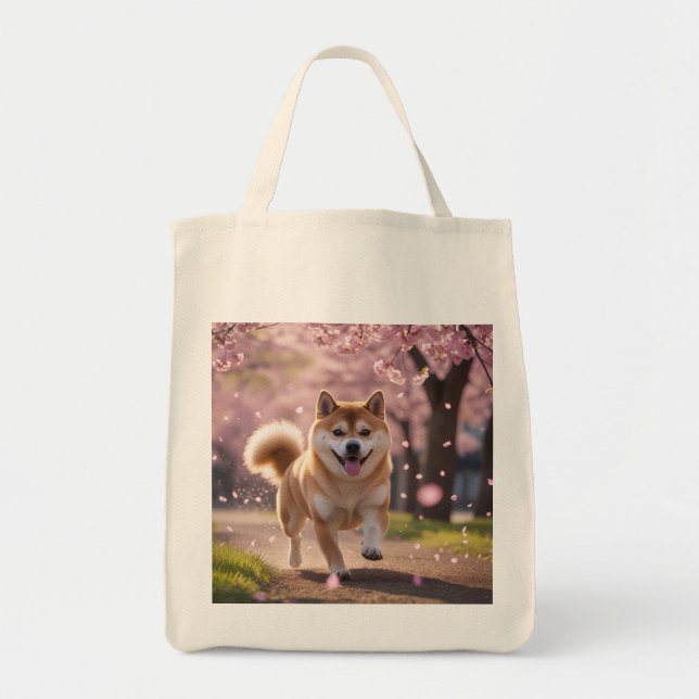 Elegant Shiba Inu Lebensmittelgeschäft Tragetasche (Vorne)