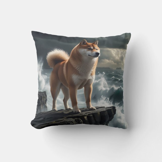 Elegant Shiba Inu Throw Kissen (Vorderseite)