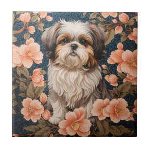 Elegant Shih Tzu Dog William Morris Inspiriert Fliese