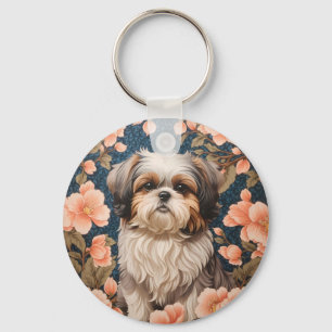 Elegant Shih Tzu Dog William Morris Inspiriert Schlüsselanhänger