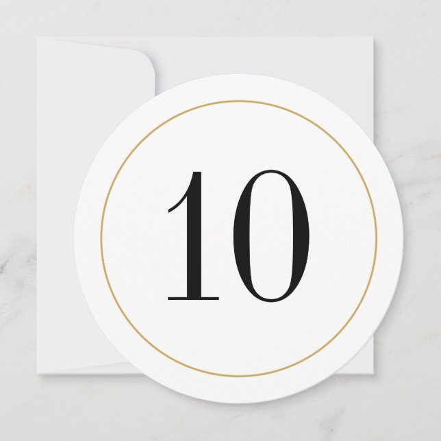 Elegant Shimmer Gold Circle Tischnummer 10 Card (Vorderseite)