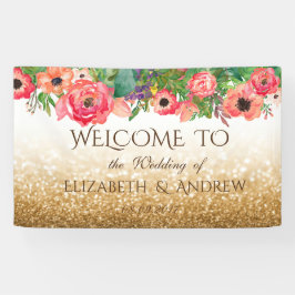 Elegant Shiny Glitzer Floral Wedding Banner